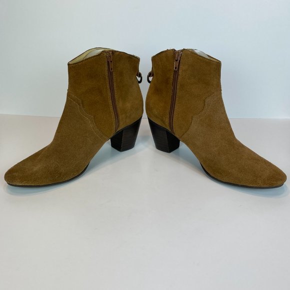 Donald J. Pliner DMSX Ankle Booties 8 Brown Suede Leather Zip Annie Boots Women - Picture 7 of 13